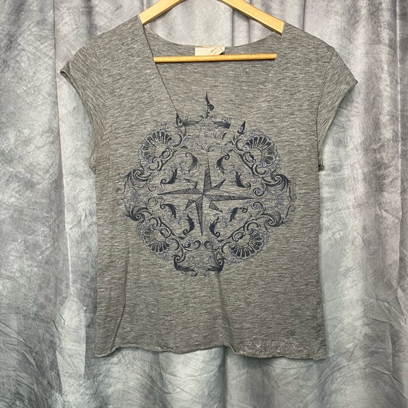 DKNY Jeans Gray Compass Short Sleeved Tee - size Large - Picture 5 of 9